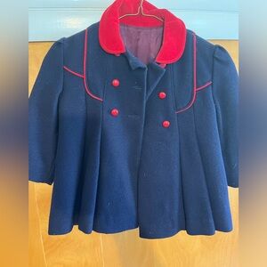 F.W. Fischer vintage navy and red toddler coat